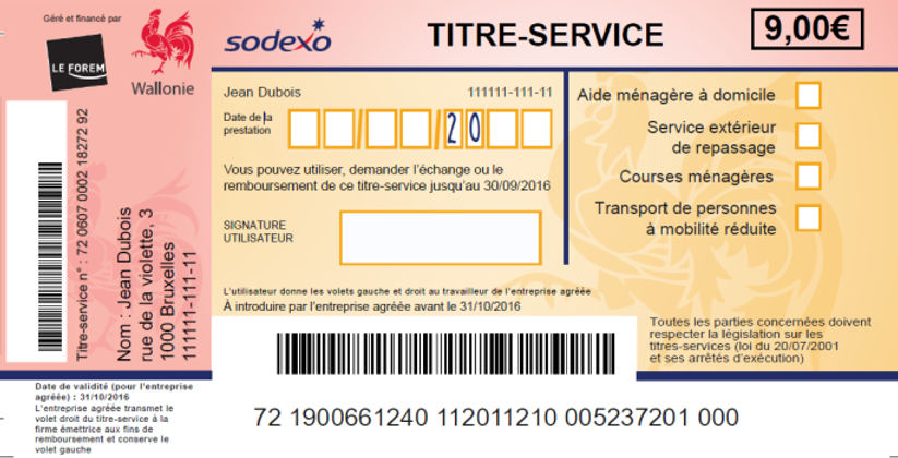 Specimen de titre-service